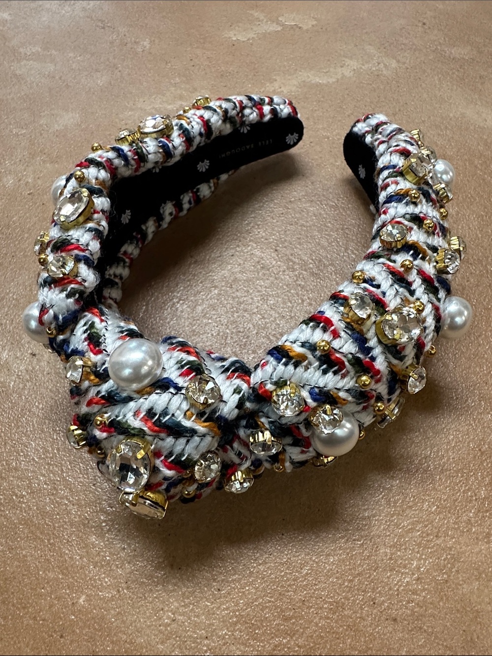NWT Lele Sadoughi Pearl & Crystal Sweater Knotted Headband